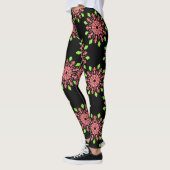 Leggings Fleur de néon rouge et vert (Gauche)