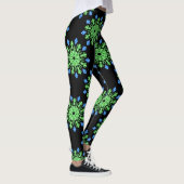 Leggings Fleur de néon vert et bleu (Droite)