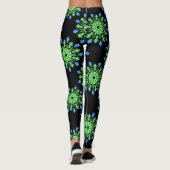 Leggings Fleur de néon vert et bleu (Dos)
