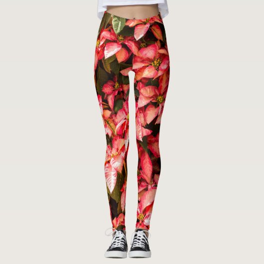 Leggings Fleur de Noël Poinsettia (Devant)