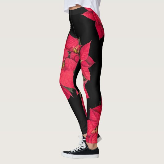 Leggings Fleur de Noël rouge (Gauche)