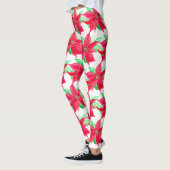 Leggings Fleur de Noël rouge de Poinsettia (Gauche)