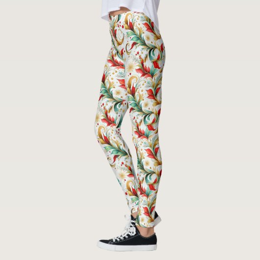 Leggings Fleur de Noël torride (Gauche)