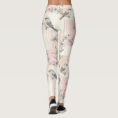 Leggings Fleur de oiseau vintage Toile rayée (2) (Dos)