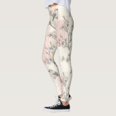 Leggings Fleur de oiseau vintage Toile rayée (2) (Gauche)