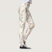Leggings Fleur de oiseau vintage Toile rayée (2) (Droite)