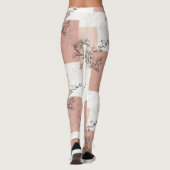 Leggings Fleur de oiseau vintage Toile rayée (6) (Dos)