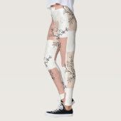 Leggings Fleur de oiseau vintage Toile rayée (6) (Gauche)