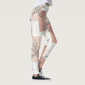 Leggings Fleur de oiseau vintage Toile rayée (6) (Droite)