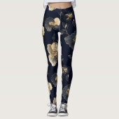 Leggings Fleur de pavot doré (Devant)