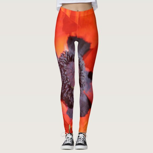 Leggings Fleur de pavot orientale (Devant)