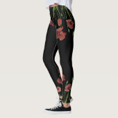 Leggings Fleur de pavot rouge stylisée (Gauche)