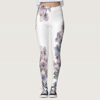 Leggings Fleur de pensée peinte à l'aquarelle