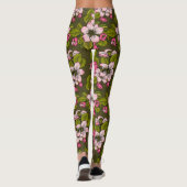 Leggings Fleur de pomme sur vert foncé (Dos)