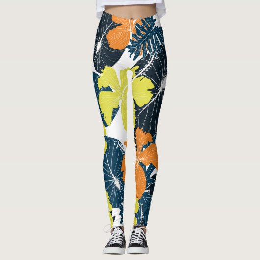 Leggings Fleur de printemps : Vintage texture florale (Devant)