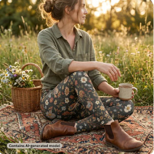 Leggings Fleur de sauvage fleurie sombre vintage