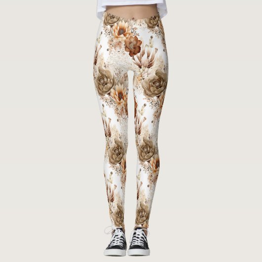 Leggings Fleur de Sud-Ouest Crème Marron Occidental (Devant)