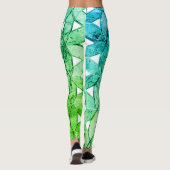 Leggings Fleur de vie en mosaïque verte (Dos)