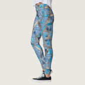Leggings Fleur de vie motif - Pierres bleues et or (Gauche)
