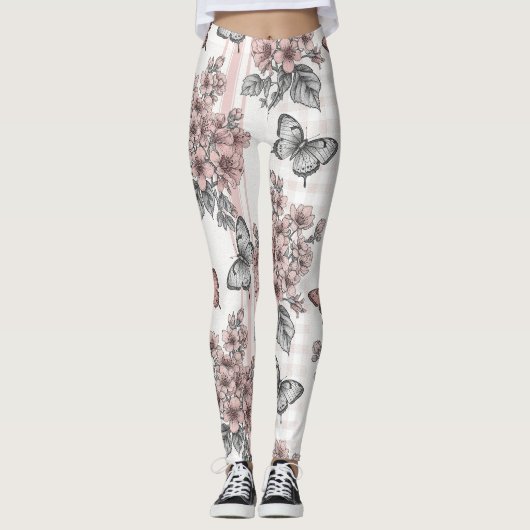 Leggings Fleur d'élégant papillon (1) (Devant)
