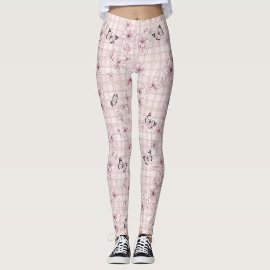 Leggings Fleur d'élégant papillon (4) (Devant)