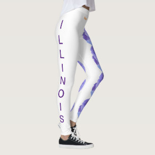 Leggings Fleur d'État de l'Illinois Blanc Blue Vio