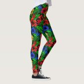 Leggings Fleur d'Hibiscus bleu rouge tropical (Droite)