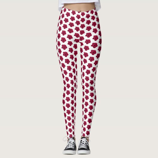 Leggings Fleur d'Hibiscus rouge (Devant)