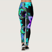 Leggings Fleur d'hippie psychédélique violet Turquoise et n (Dos)
