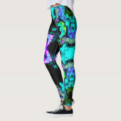 Leggings Fleur d'hippie psychédélique violet Turquoise et n (Gauche)