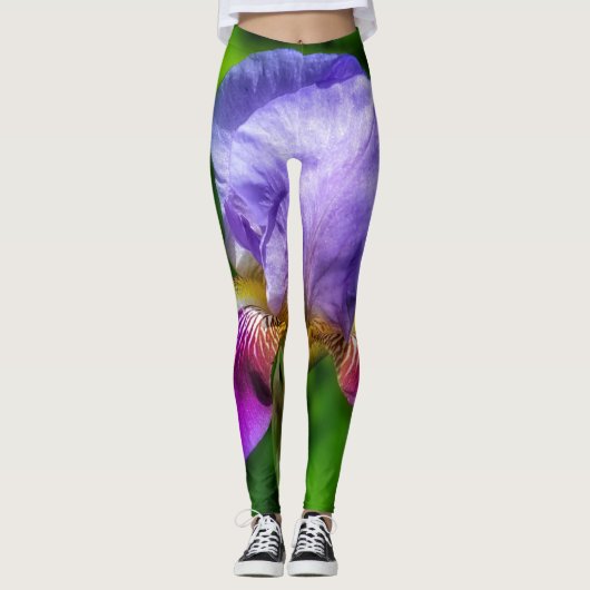 Leggings Fleur d'iris violet et jaune vif (Devant)