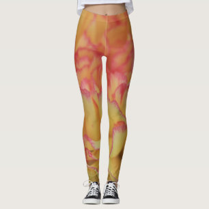 Leggings Fleur d'oeillet rose et jaune coloré
