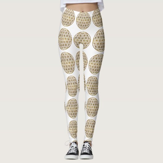 Leggings Fleur d'or mousseux de la vie (Devant)
