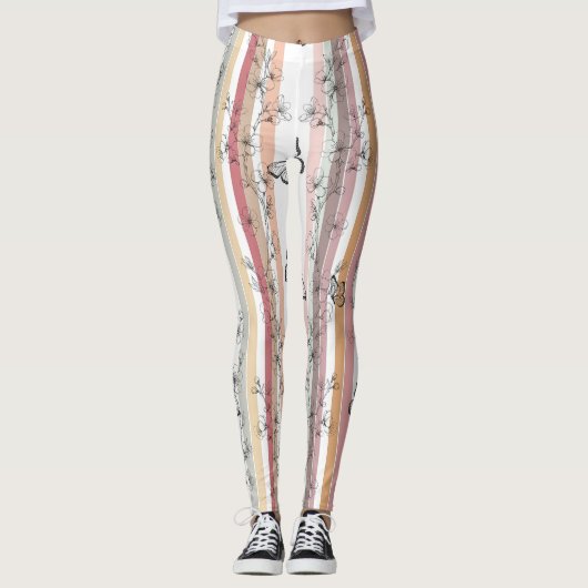 Leggings Fleur Élégante de Papillon (10) (Devant)