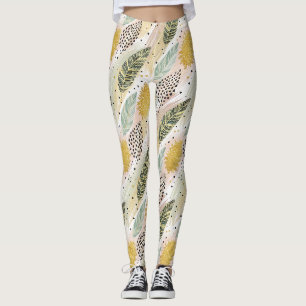 Leggings Fleur élégante et brosse Abstraite sans couture