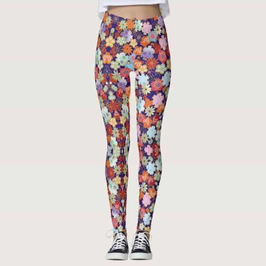 Leggings Fleur, feuilles et design (Devant)