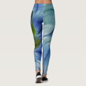 Leggings Fleur fractale bleue et verte (Dos)