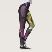 Leggings Fleur fractale grise et pourpre moderne abstraite (Droite)