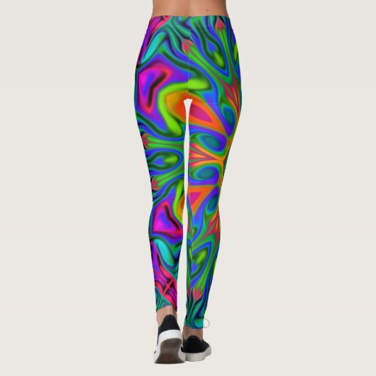 Leggings Fleur hippie psychédélique arc-en-ciel (Dos)