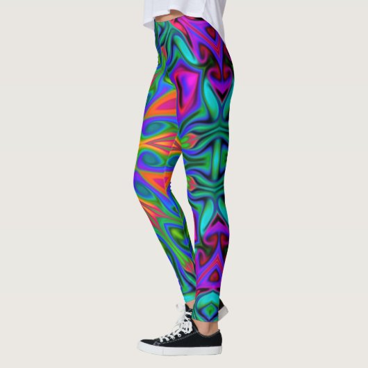 Leggings Fleur hippie psychédélique arc-en-ciel (Gauche)