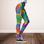 Leggings Fleur hippie psychédélique arc-en-ciel