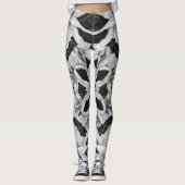 Leggings Fleur Illustration design noir et blanc (Devant)