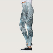 Leggings Fleur Joyeuse Abstrait gris bleu floral Fractal (Gauche)
