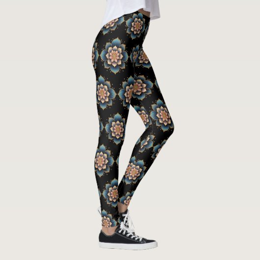 Leggings Fleur Mandala Lotus aux cristaux étincelants (Droite)