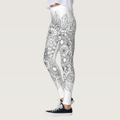Leggings Fleur Mandala noir et blanc (Gauche)