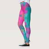 Leggings Fleur Mandala Retro rose et bleu (Gauche)