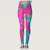 Leggings Fleur Mandala Retro rose et bleu (Devant)