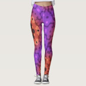 Leggings Fleur Mandala rétro violet et rouge (Devant)