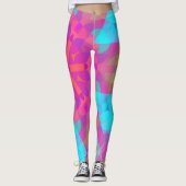 Leggings Fleur Mandala rose bleu et violet rétro (Devant)
