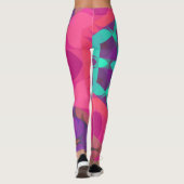 Leggings Fleur Mandala rose bleu et violet rétro (Dos)